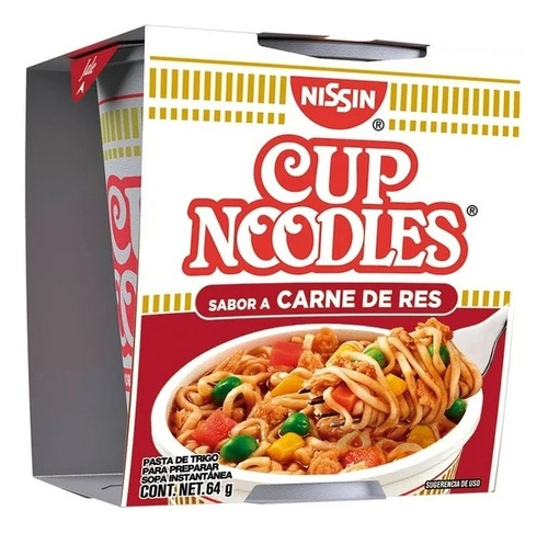 18 Pzas Sopa Instantánea Nissin Cup Noodles Carne De Res 64