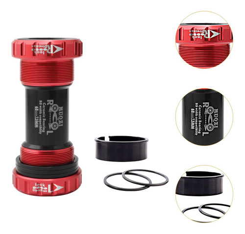 Suporte Inferior De Bicicleta Rosqueado Bb Bc1.37, Vermelho