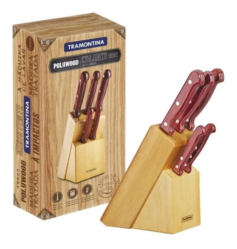 Set Cuchillos 6 Pzs Polywood Tramontina Taco Madera Samihome