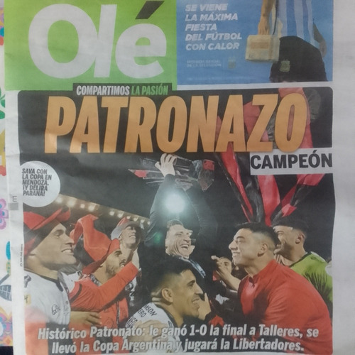 Diario Olé Patronato Campeón Copa Argentina 2022 31/10 (Usado)