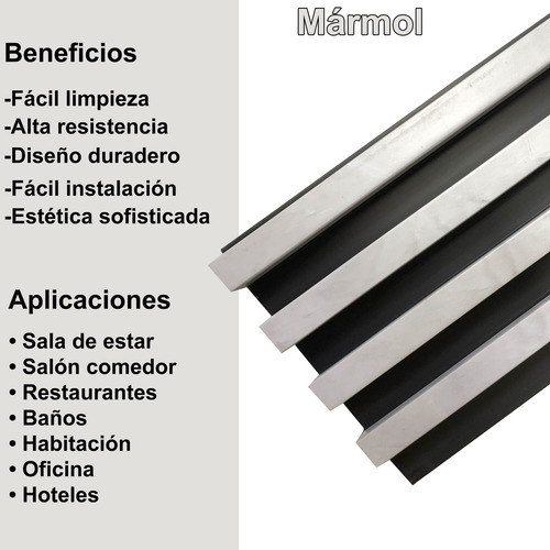 Lambrín Panel Decorativo Madera Wpc 290cm X 17cm 14 Pzas Mármol