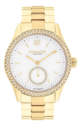 Coach Reloj Para Mujer Brooks 14504527 Brazalete Dorado 12mm Fondo Blanco