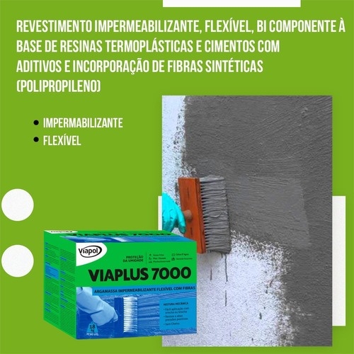 Impermeabilizante Viaplus 7000 Flexivel Caixa 18kg Viapol Cimento