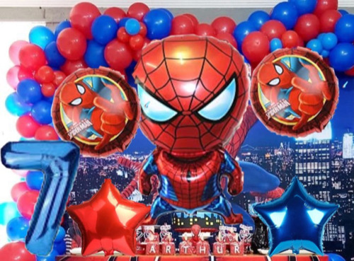 Set Globos Hombre Araña Spiderman Decoración Cumpleaños