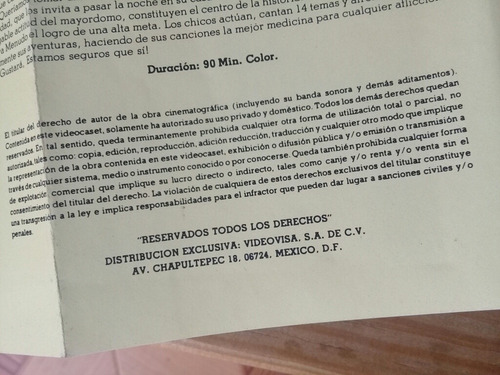 Una Aventura Llamada Menudo Película De Menudo Formato Beta (Usado)