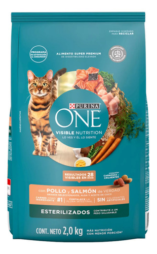 Alimento Seco Para Gato Esterilizado Pollo Y Salmón One 2kg
