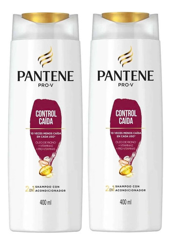 2 Shampoo Pantene 2 En 1 Control Caída 400ml