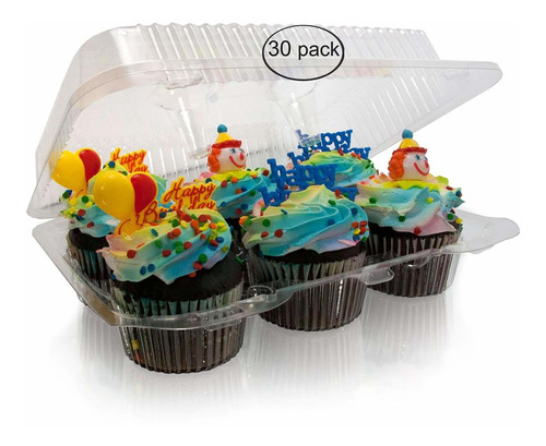 Pack Of 30 Half Donzasen Cupcake Containers 6 Compartment Cl