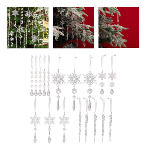 18 X Adornos De Copos De Nieve Para Navidad, Adornos