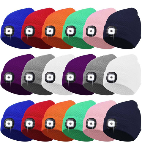 18 Gorros Unisex Led Con Luz Integrada A Granel Usb Recarga.