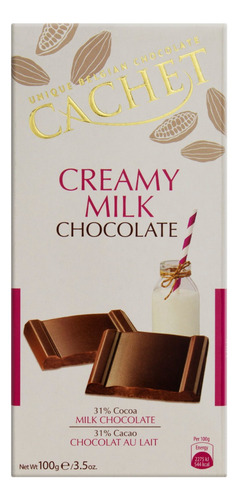 Chocolate Belga ao Leite 31% Cacau Cachet Caixa 100g