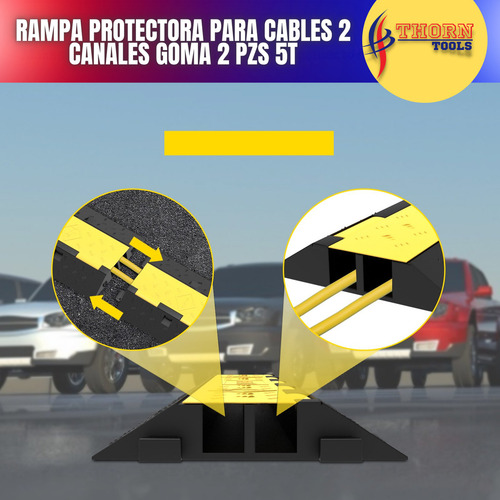 Protector De Cables 2 Canales 2 Piezas Cap 4990kg C/antid. Color Amarillo