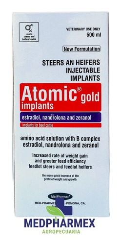 Imagem 3 de 10 de Atomic Gold Implants 500ml Engorda Bovinos Ganho Peso
