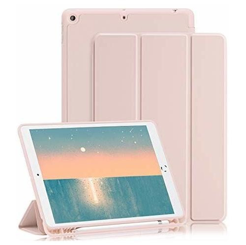 Funda Para iPad 8 Con Soporte Para Lapiz De Tpu Suave Rosa