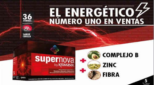 Supernova Energizante Natural Caja De 36 Sobres Rico Sabores