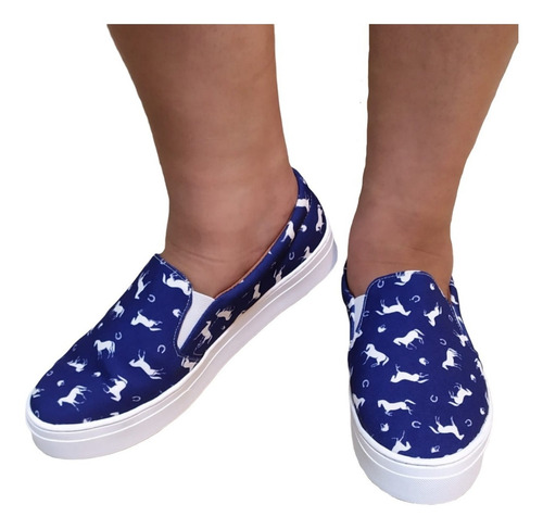 Imagem 2 de 7 de Slip On Tenis Feminino Casual Animal Print Cavalo Confort