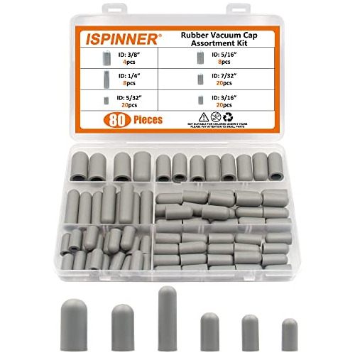 Ispinner 80pcs Rubber Vacuum Cap, Vacuum Plugs Hose End Caps