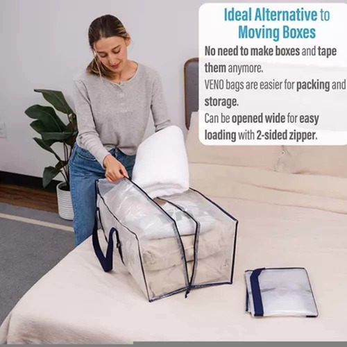 4 Bolsas De Mudanza Transparentes Extra Grandes Con Correas