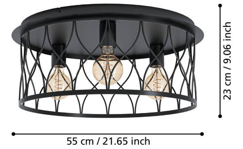 Lámpara De Techo Giltspur Acero negro H230 DM550 E27 3X40W IP20 Cod.43553
