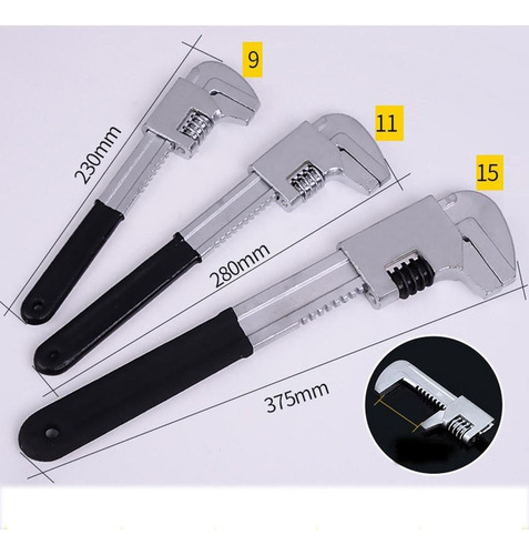 // Llave Ajustable De Acero 15 Pulgadas