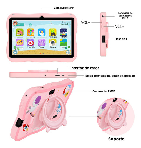 Tablet Kids Hancdon A15 Con Funda 7 Pulgadas 128gb Y 6gb De Ram Android 12 Control Parental Wifi Gps Espacio Niños