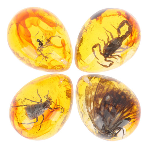 Colgante De Espécimen De Insecto Ámbar Grande, 4 Unidades