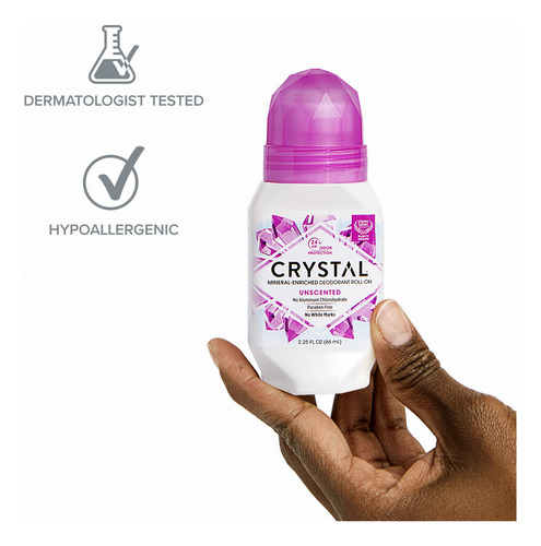 Desodorante Crystal Mineral Roll-on Sem Perfume 66ml 24h
