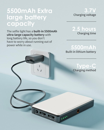 Luz Led Para Teléfono Yqrbc, 150 Led, 5500 Mah, Recargable