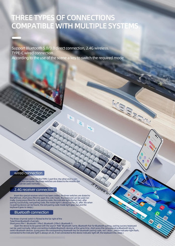 Teclado Gamer Mecânico Attack Shark K86 Com Tela Animada Gif