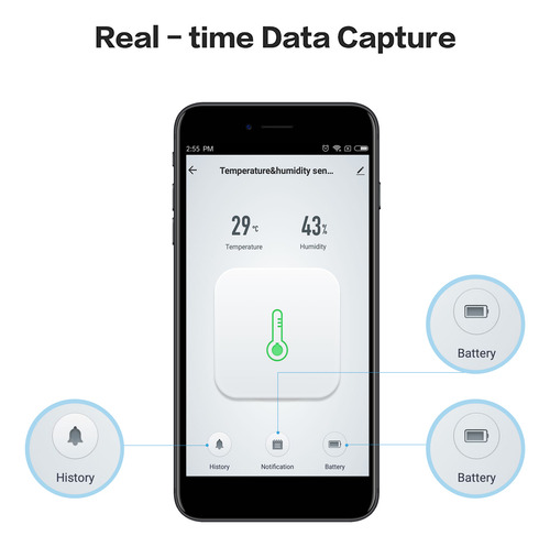 Sensor De Termômetro Wifi Com Alexa Humidity Smart Compatíve