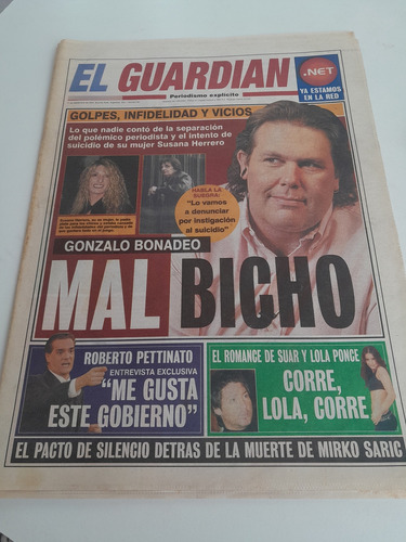 Diario El Guardián Bonadeo Pettinato Mirko Saric 17 09 2003 (Usado)