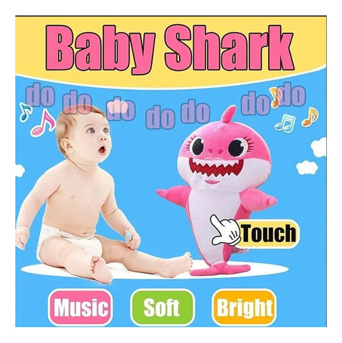 //novo 3 Pelúcia Baby Shark De 35 Cm Com Som Que Brilhará/