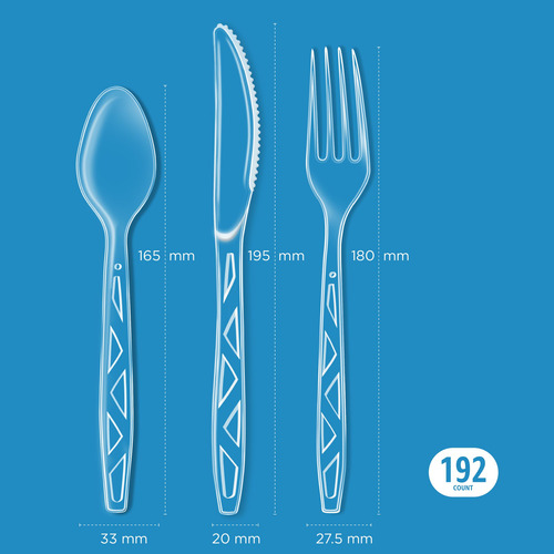 Juego De Cubiertos Amazon Basics Desechable, Transparente, 1