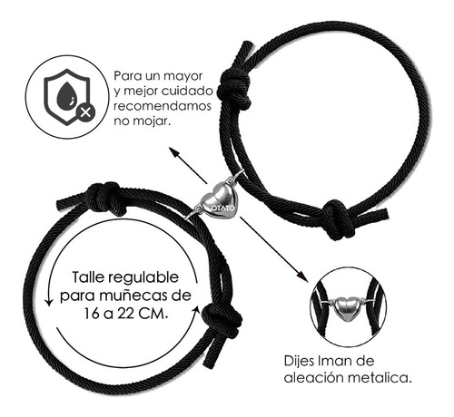 Imagen 4 de 10 de Pulsera Para Parejas Iman Dije Corazon Para Compartir
