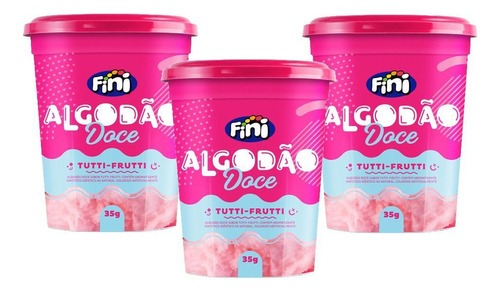 Kit 3 Algodão Doce Fini Sabor Tutti Frutti Pote 35g