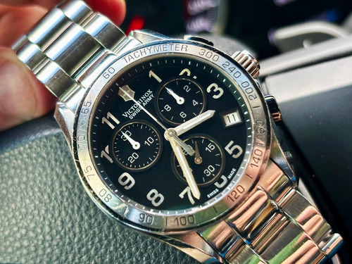 Relógio Victorinox Suíço Saphira Chrono Classic 41mm Usado Aço Aço Preto (Usado)