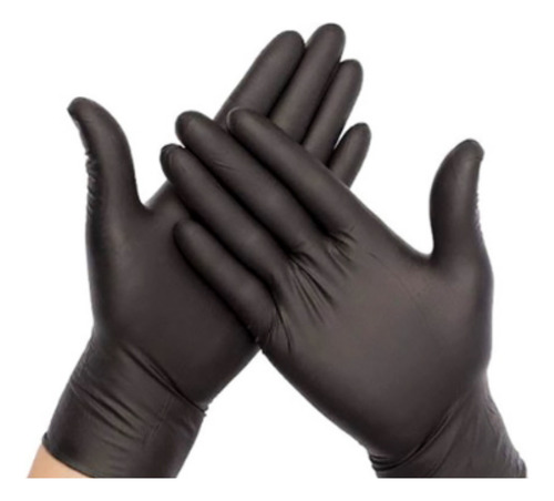 Guantes De Nitrilo (médicos) Color Negro Talla L 