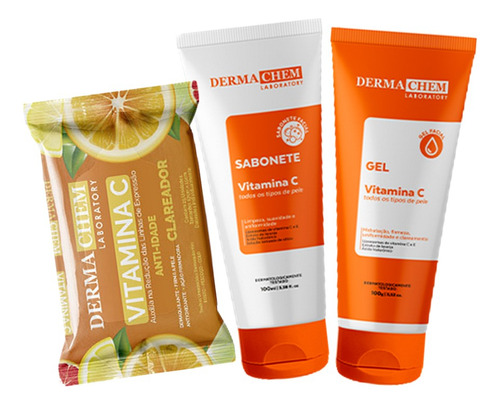 Kit Limpeza Facial Skincare Vitamina C Dermachem 3 Itens