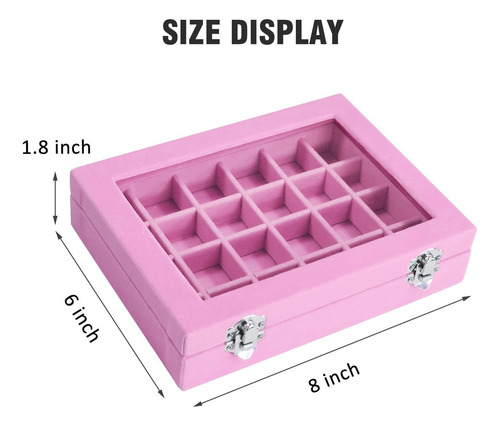 Caja De Terciopelo Rosa Con 24 Compartimentos Para Mujer