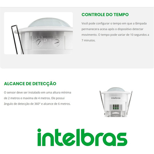 Imagem 4 de 4 de Esp 360 E Sensor De Presença P/ Iluminação Embutir Intelbras