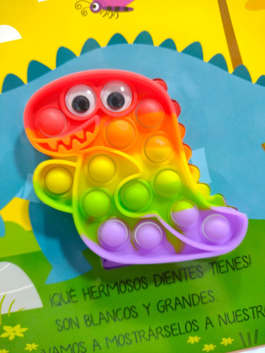 Libro De Cuentos Dino El Dinosaurio Con Textura Pop It Ojitos Con Movimiento Editorial Brainy Kids Texto Imprenta Mayúscula Desarrollo Sensorial Estimula La Imaginación Habilidad Lectora