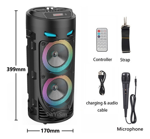Bocina Bluetooth Portátil Subwoofer Estéreo De Graves Con