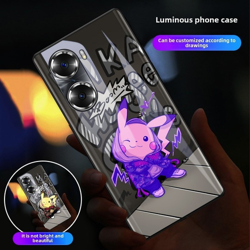 Funda Para Realme 14, 13, 12 Pro Plus, 11, 10, 9, 9i, 8i, 8, 7, 4 G, C75, C67, C65, C55, Note 60, Pokémon Pikach, Luz Led Luminosa Y Brillante