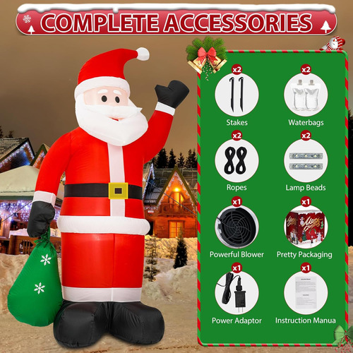 Decoración Inflable Navidad 1,8m Luces Led Giratorias Exteri