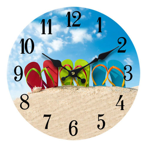 Sea Creations Flip-flop Reloj De Pared De Cristal Nuevo 13-x