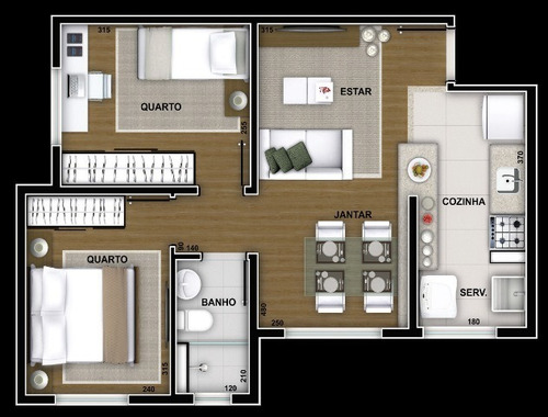 Imagem 6 de 12 de Apartamento De 02 Quartos - 2265
