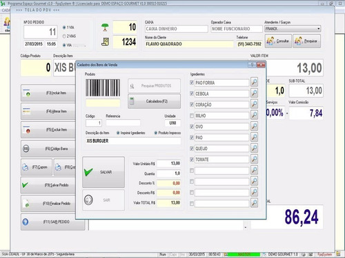 Software Para Gourmet Bares E Restaurantes Pdv 1.0 Fpqsystem