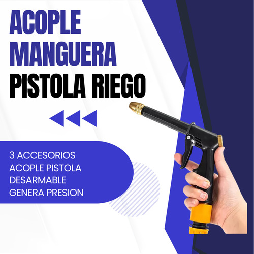 Kit Acople Pistola Pico Lanza Presión 1/2' Auto Jardín Hogar