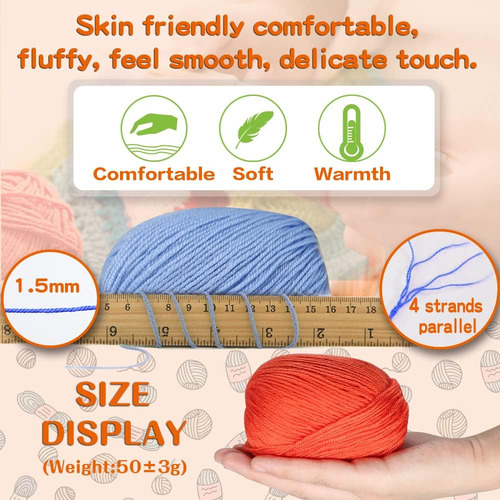 4 Pcs 200g Hilo Acrílico Tejer, Hilo De Crochet Suave ...