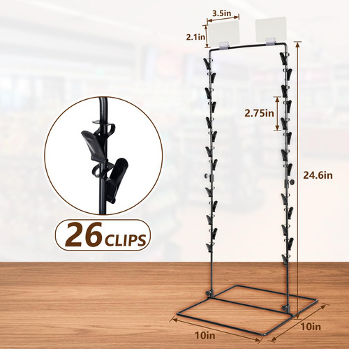 Soporte De Exhibición Quald Rack Negro Con 26 Clips
